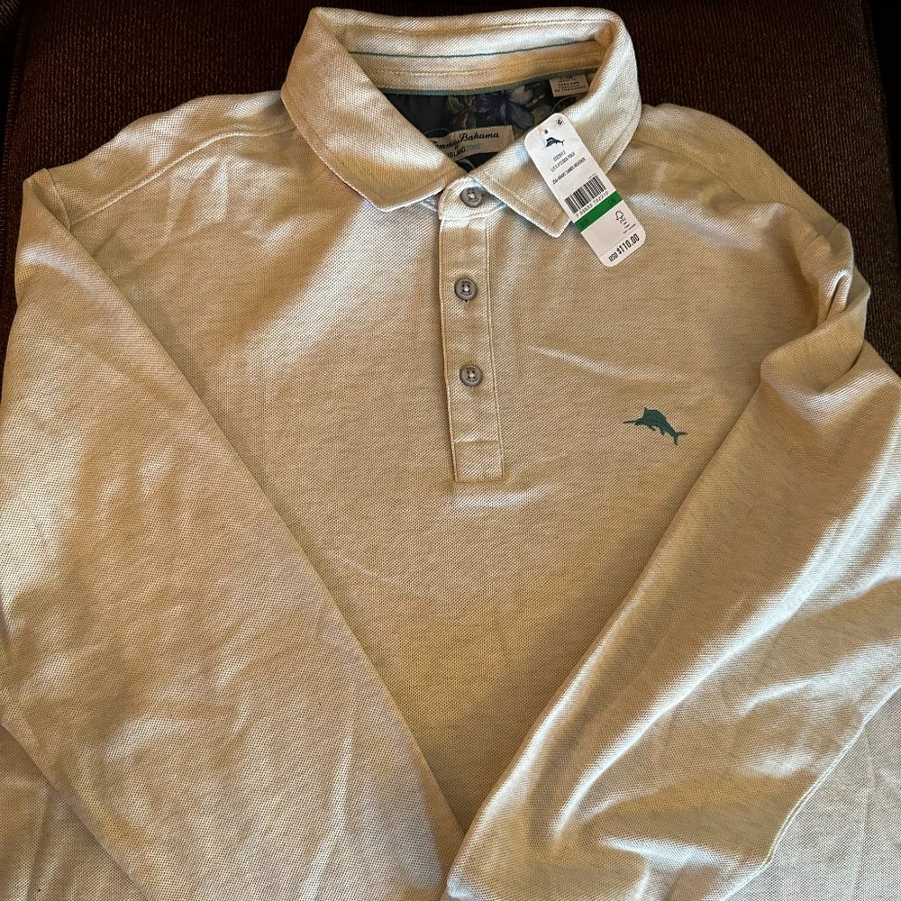 Tommy Bahama Island Zone 5 O'Clock Long Sleeve Men's Polo Shirt NEW WITH TAGS